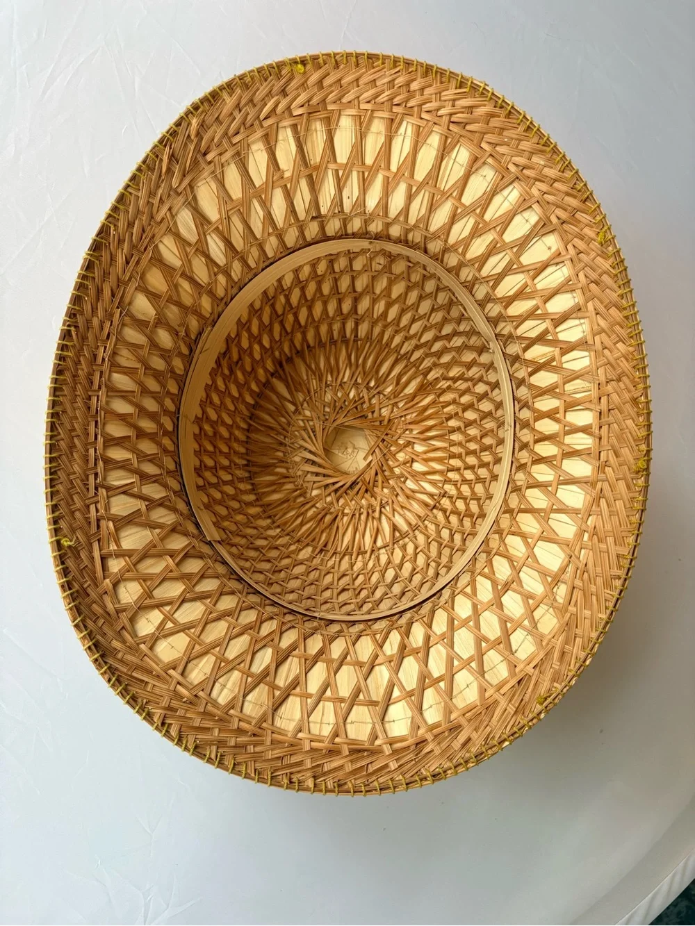 Vintage Woven Palm Pith Helmet Hat b